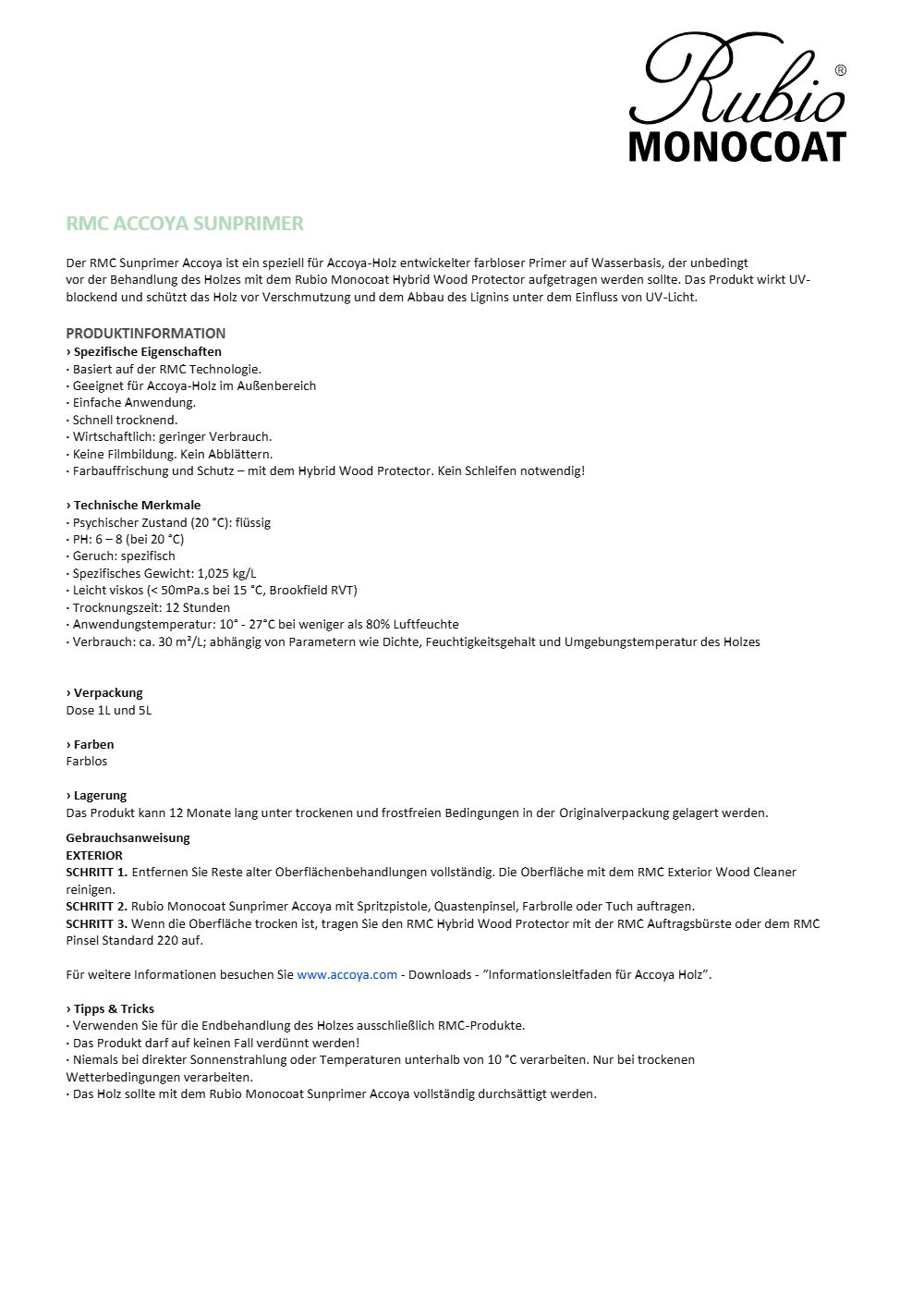 Pflegeanleitung Rubbio